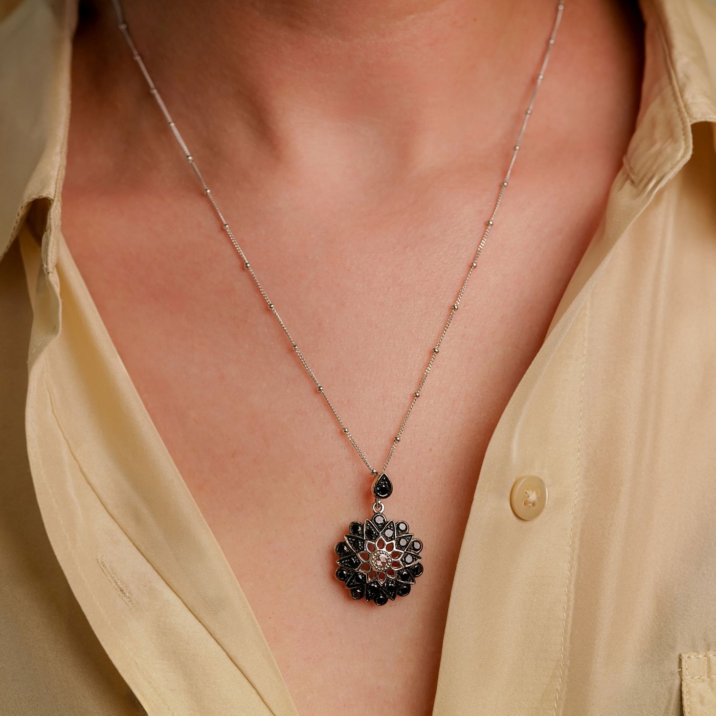 Plume Black Diamond Pendant