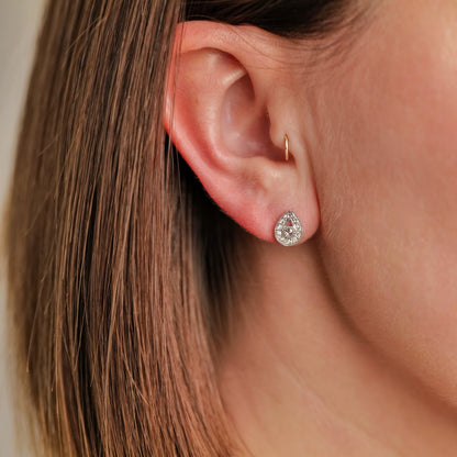 Plume White Diamond Stud Earrings