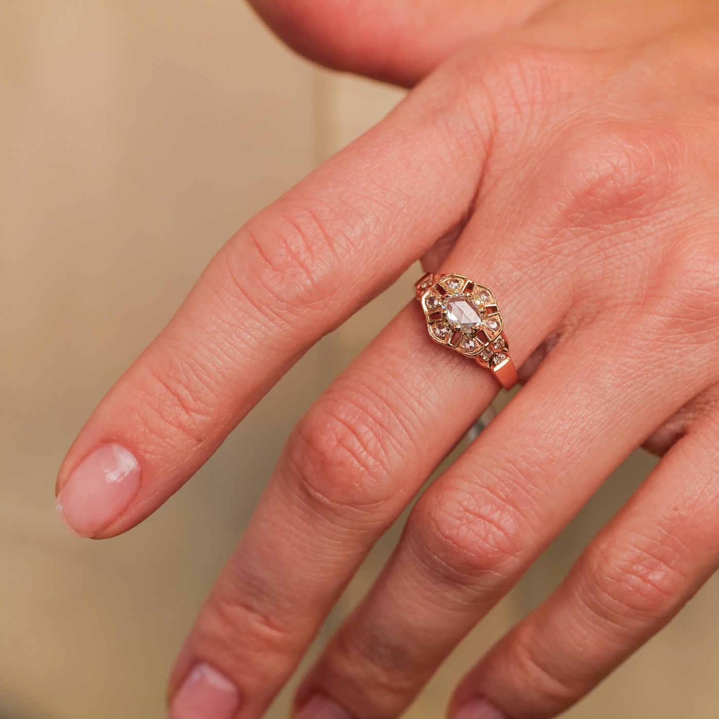 Polly Rose and Old Mine Cut Diamond Ring