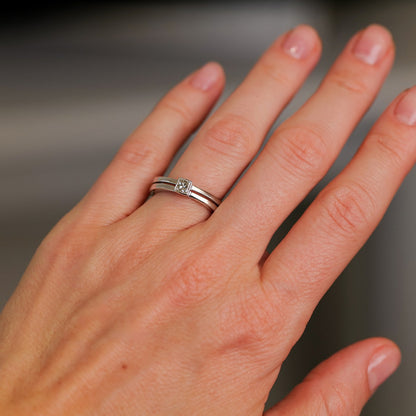 Ridge White Diamond Ring