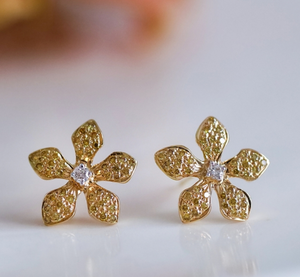 Enchanted Garden Yellow Diamond Stud Earrings