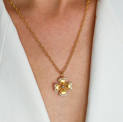 Clover White Diamond Charm