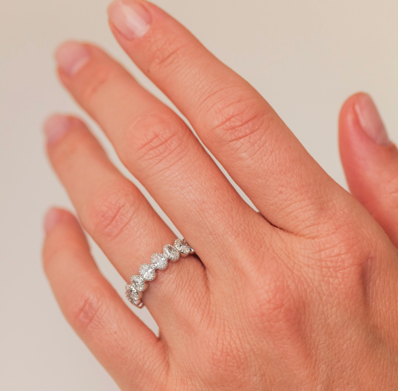 Lucia Oval White Diamond Band