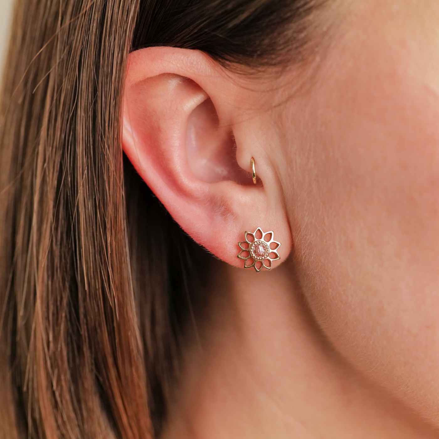 Sunflower White Diamond Earrings