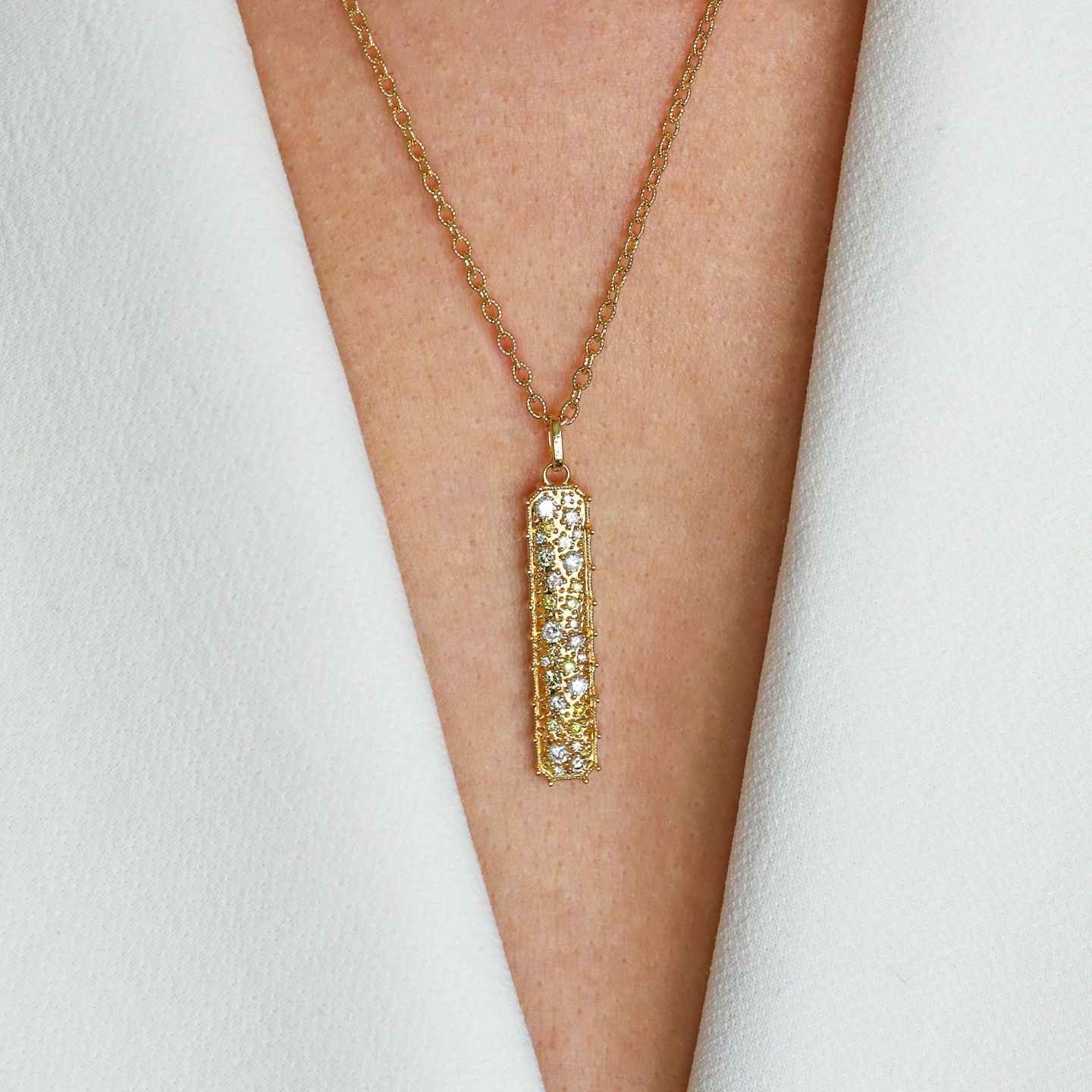 Confetti White Diamond Tag Pendant