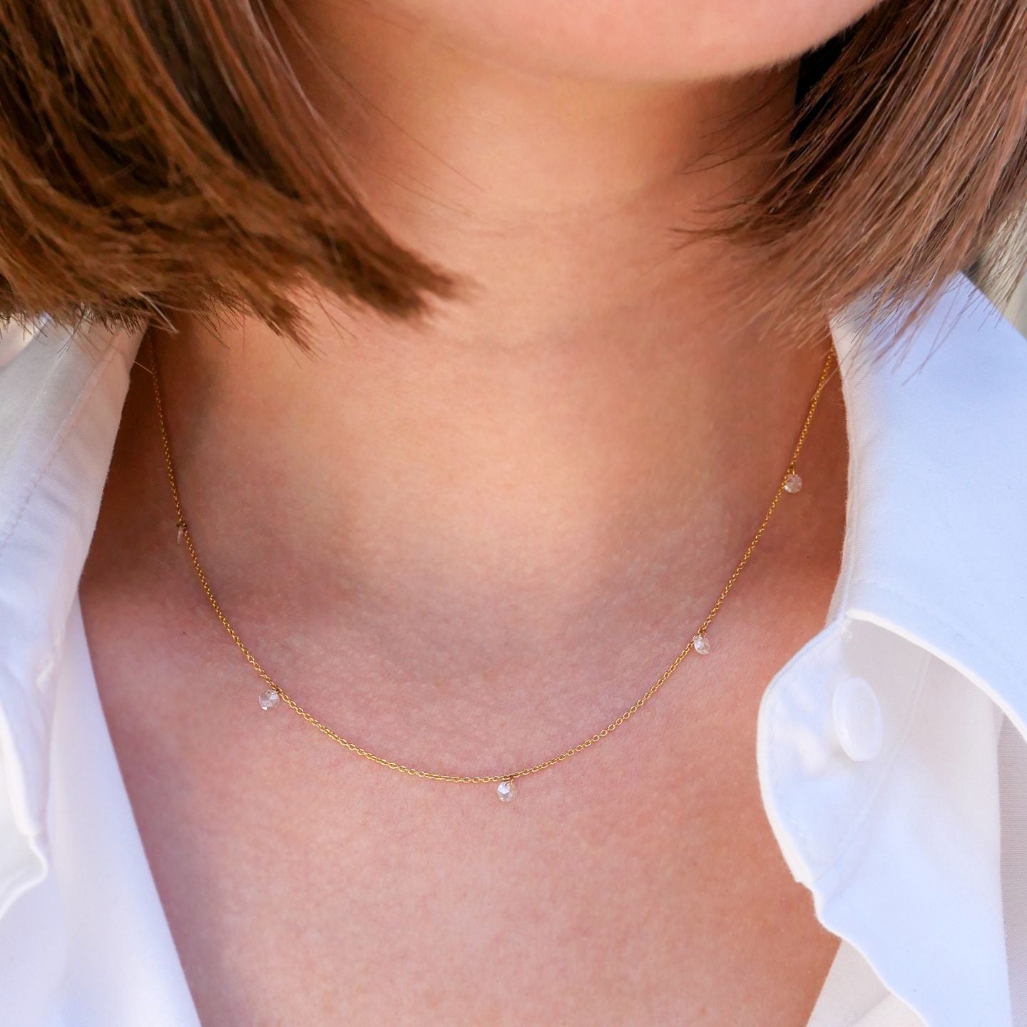 Cien 5 Stone Rose Cut Diamond Necklace