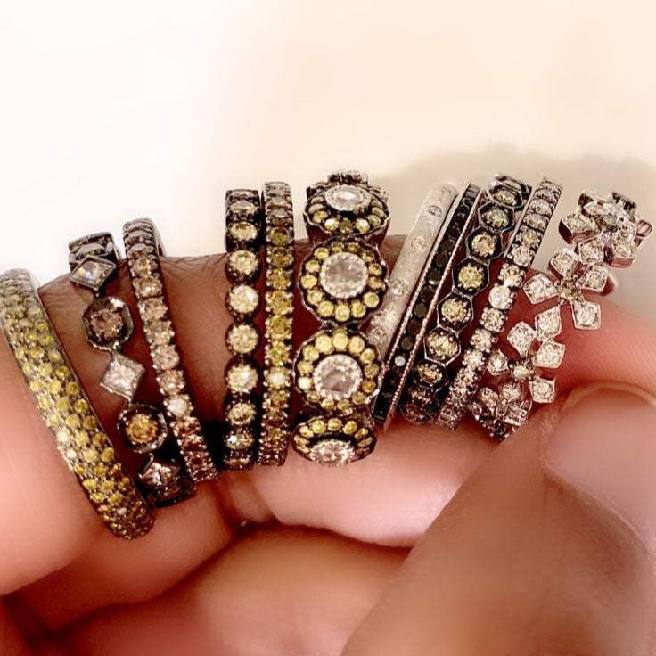 True Romance 5 Stone Green Diamond Ring