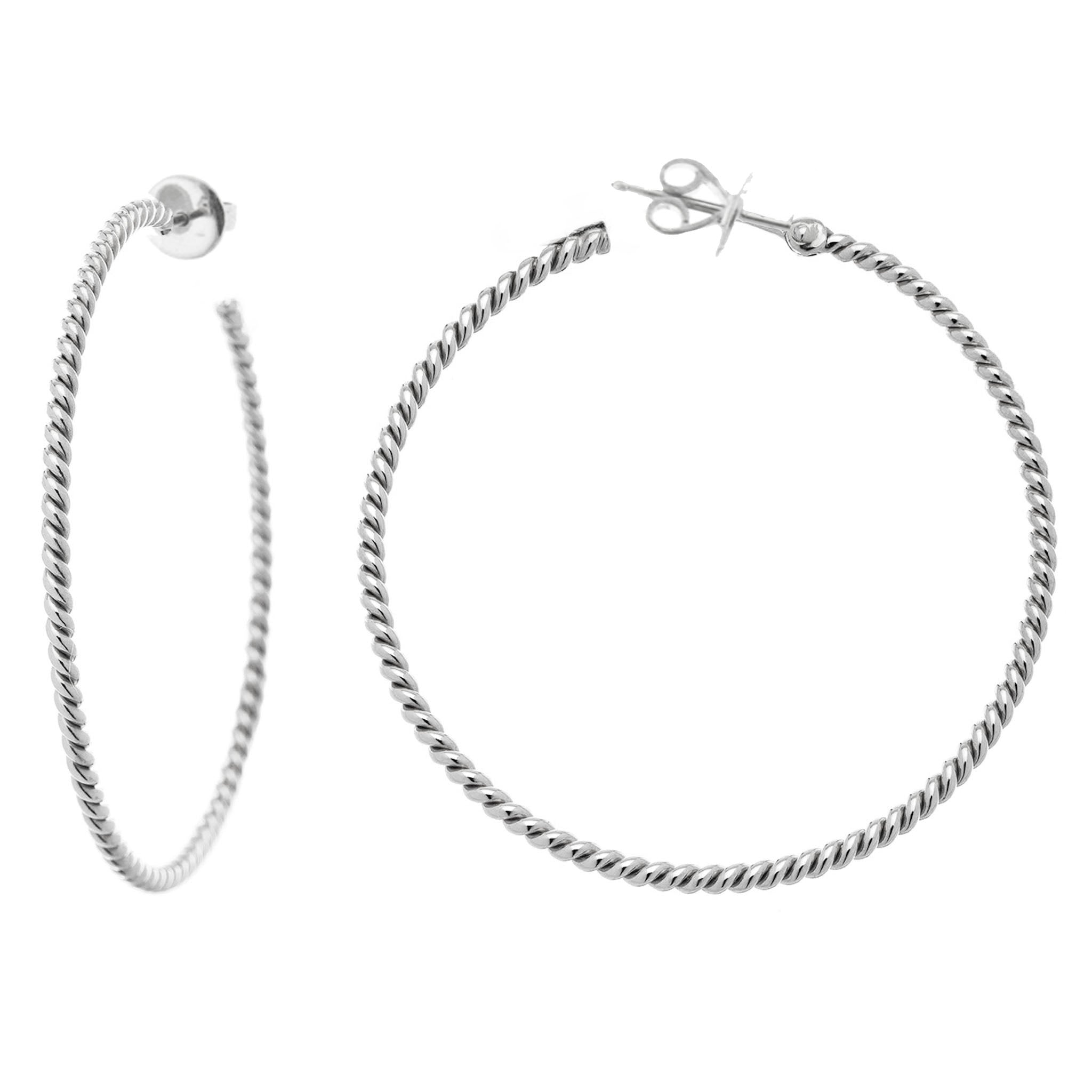 Rope White Gold Large Hoops