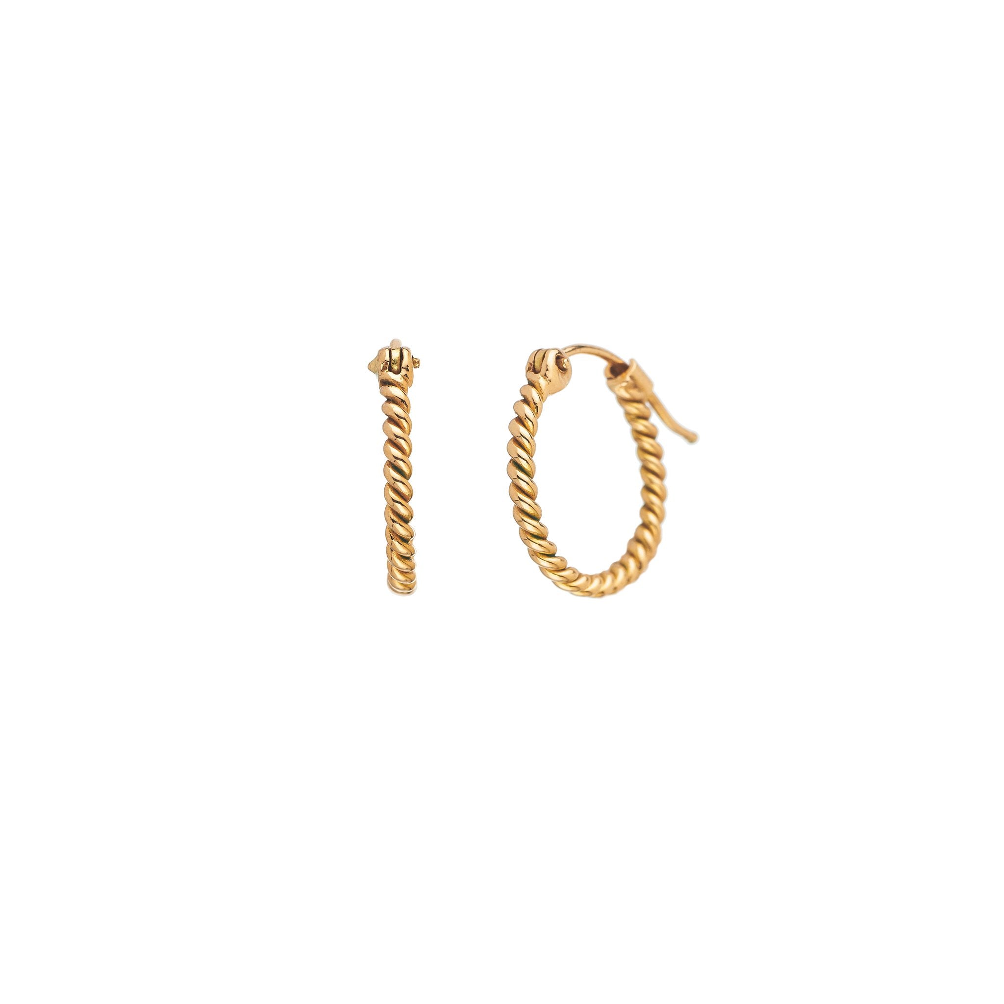 Rope Yellow Gold Small Hoops