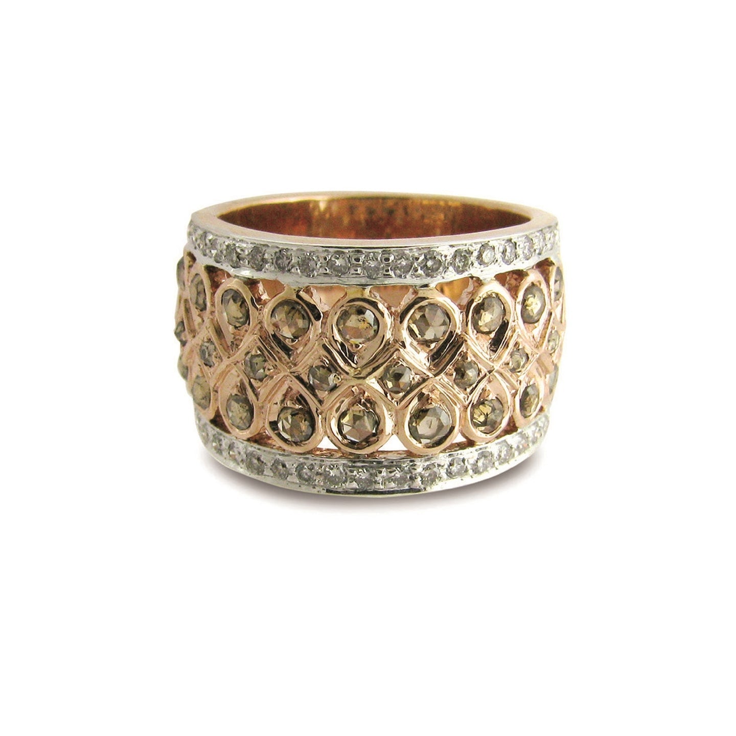 Plume Champagne Diamond Wide Band