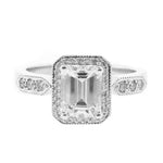 Deco Emerald Cut Diamond White Gold Ring