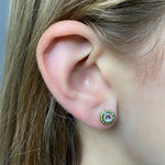 True Romance Rose Cut and Green Diamond Stud Earrings