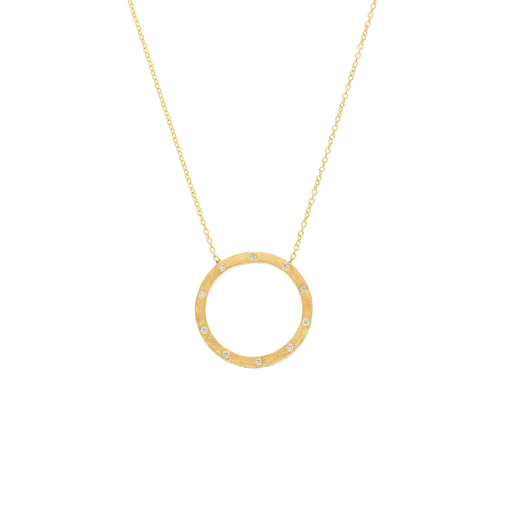 Dunes Circle White Diamond Necklace