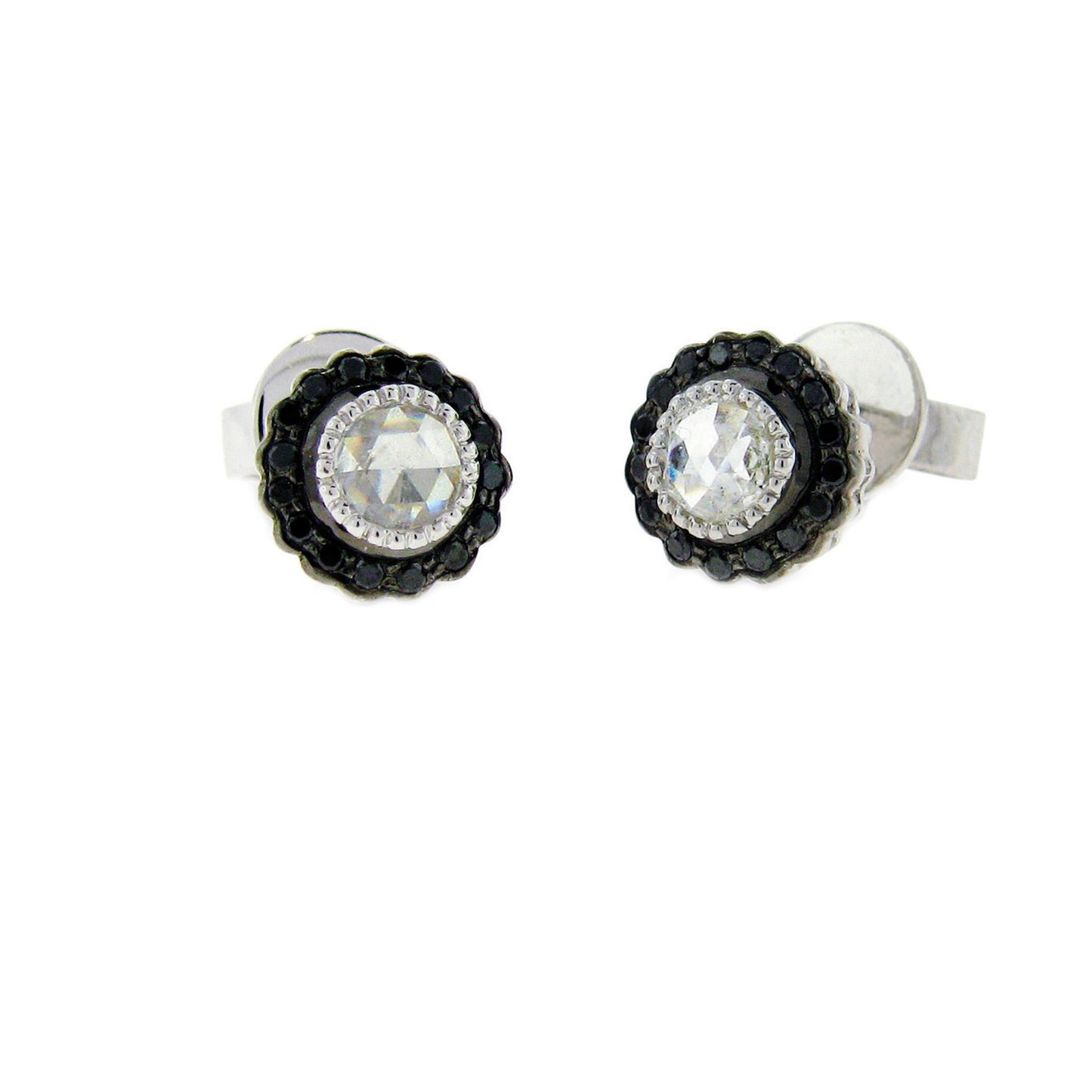 True Romance Rose Cut and Black Diamond Stud Earrings