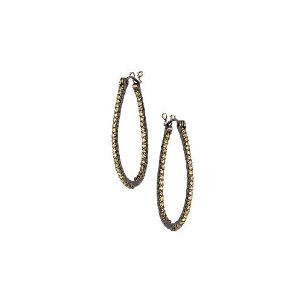 Simple Elegance Green Diamond Oval Hoops