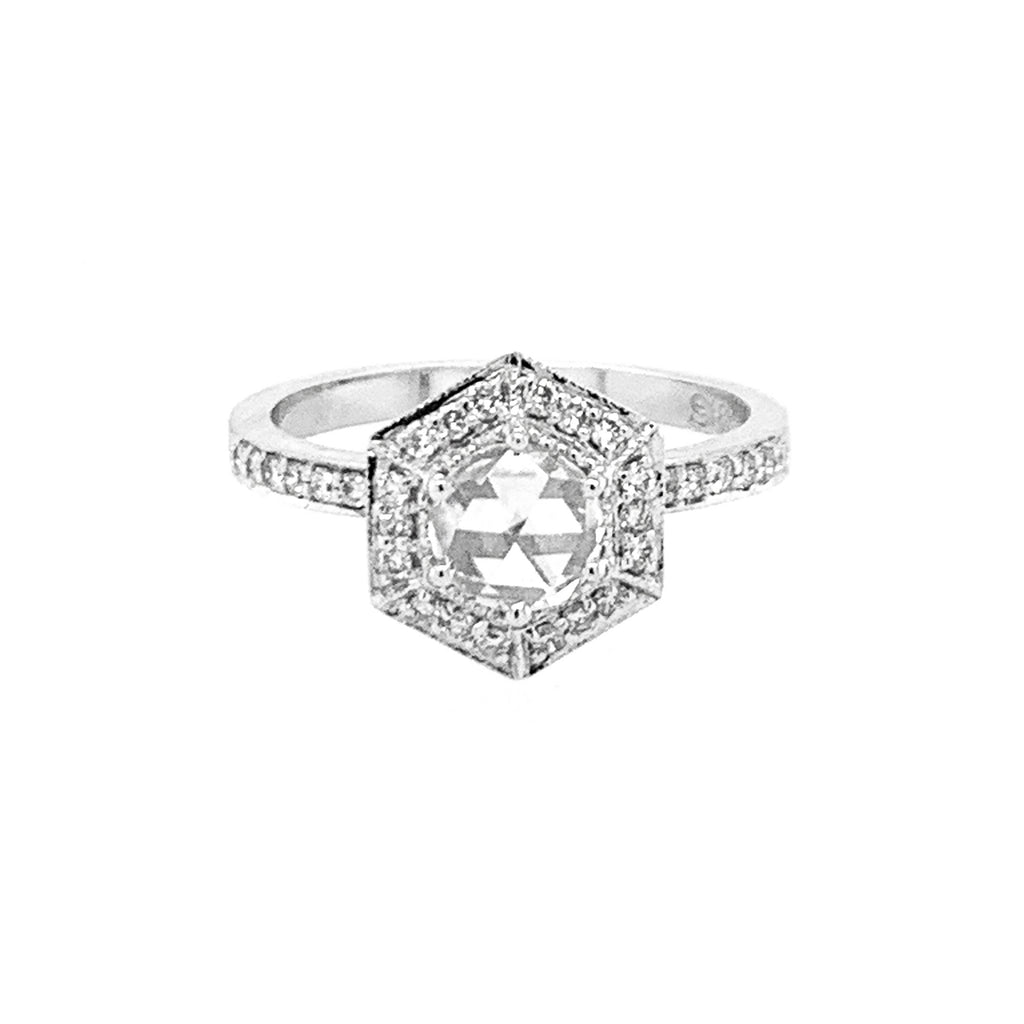 Aster Rose Cut Diamond White Gold Ring
