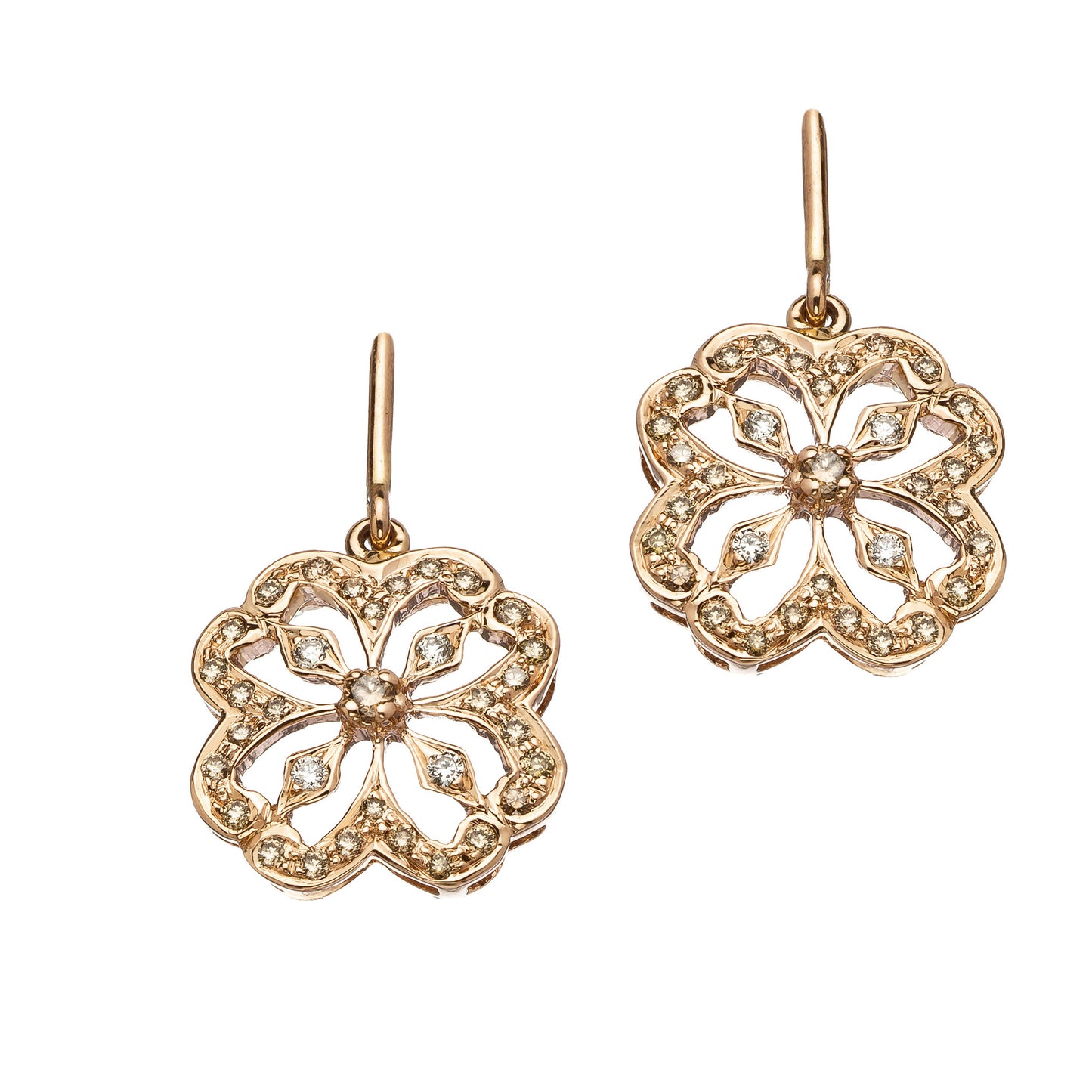 Clover Champagne Diamond Drop Earrings