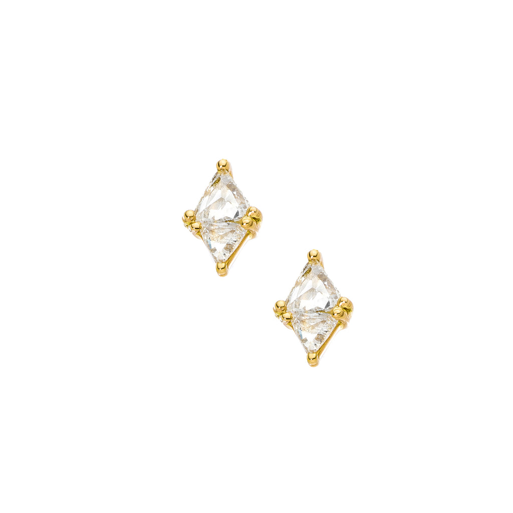 Duet Trillion Rose Cut Diamond Stud Earrings
