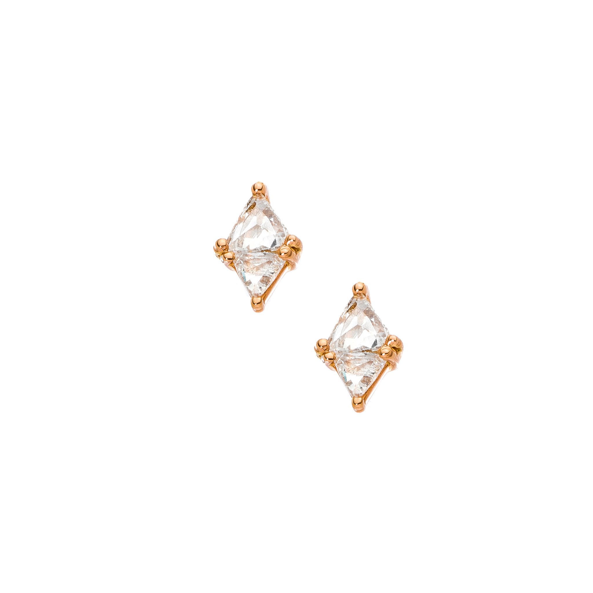 Duet Trillion White Diamond Stud Earrings
