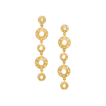 Dunes Classic White Diamond Long Drop Earrings