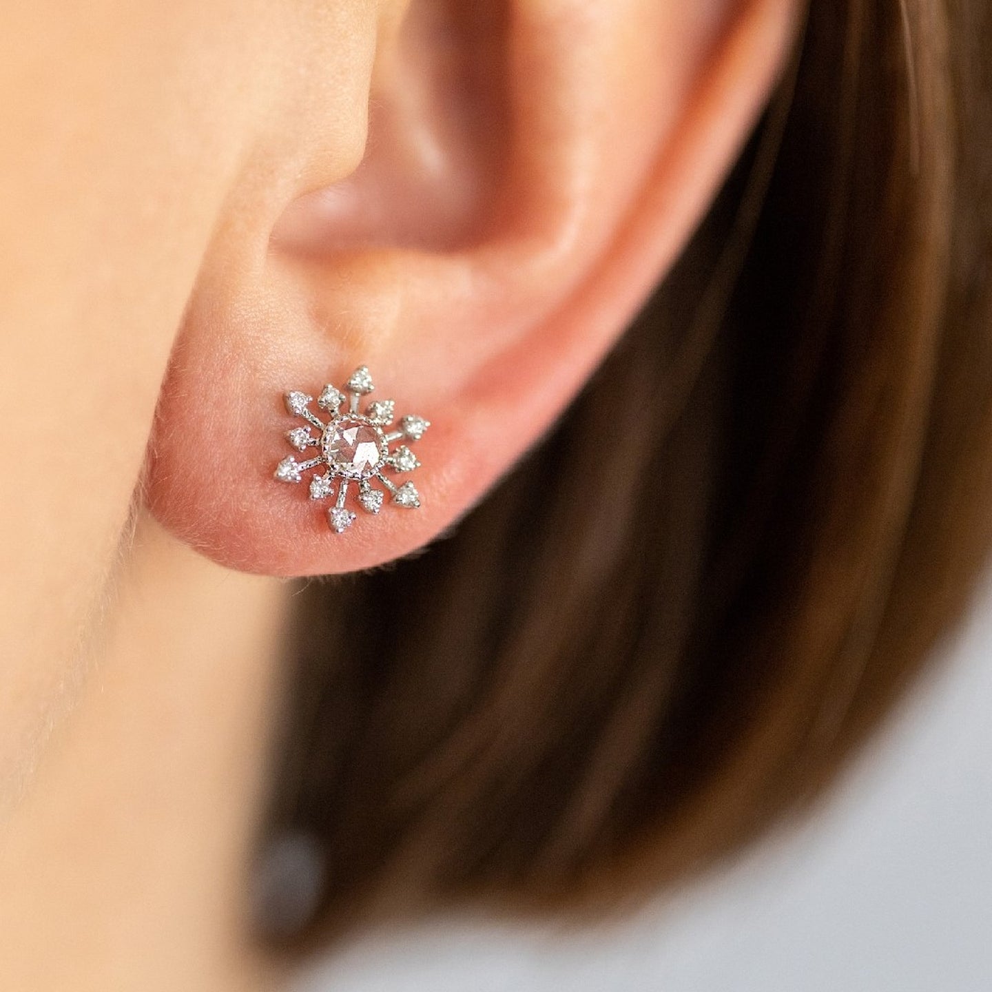 Leena White Diamond Stud Earrings