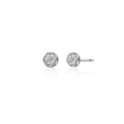 Disco Small White Diamond Pavé Ball Stud Earrings