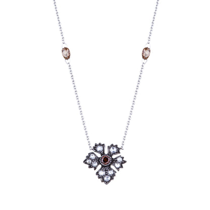 Enchanted Garden Champagne and Burnt Orange Diamond Station Necklace
