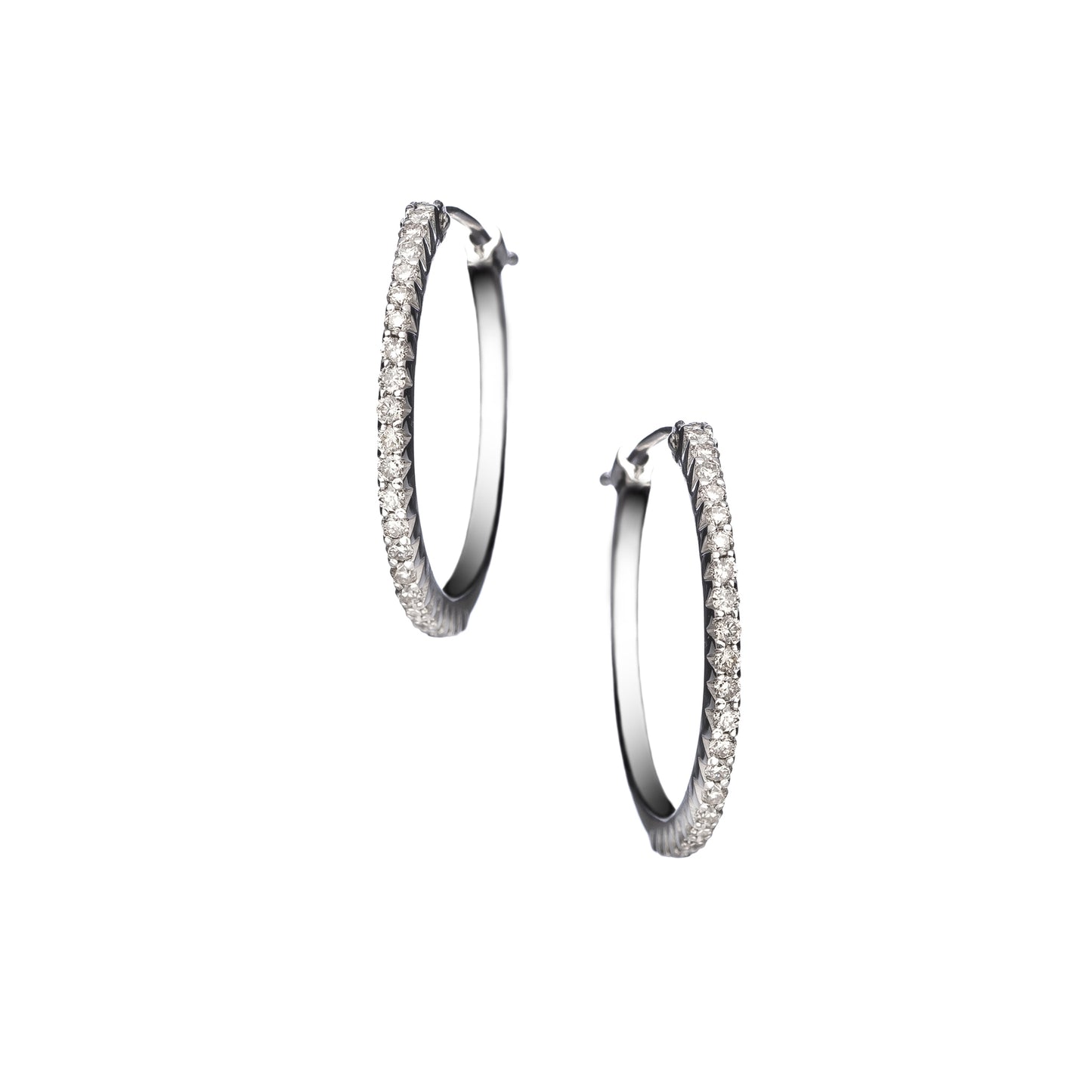 Simple Elegance White Diamond Small Hoops