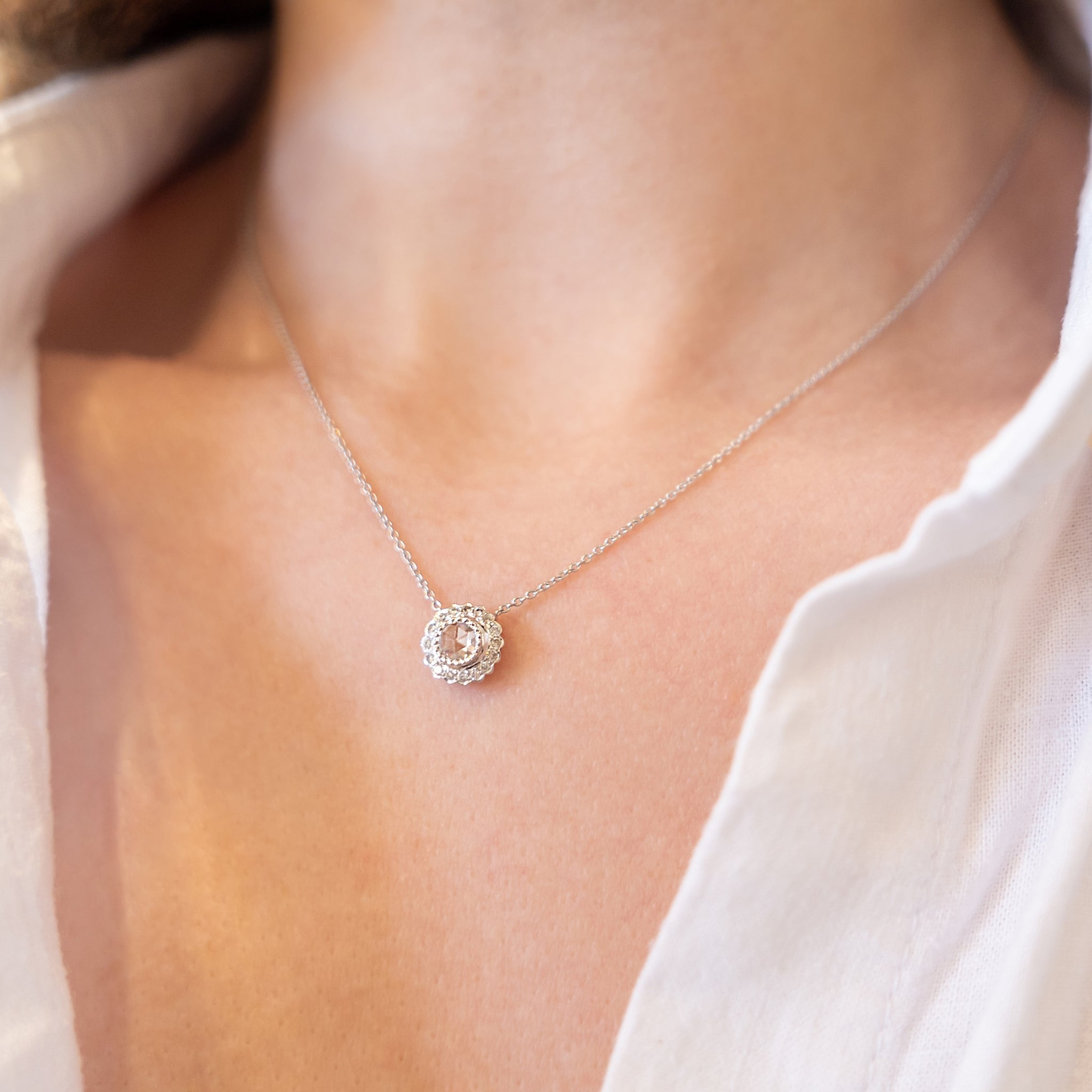 True Romance Rose Cut Diamond Necklace