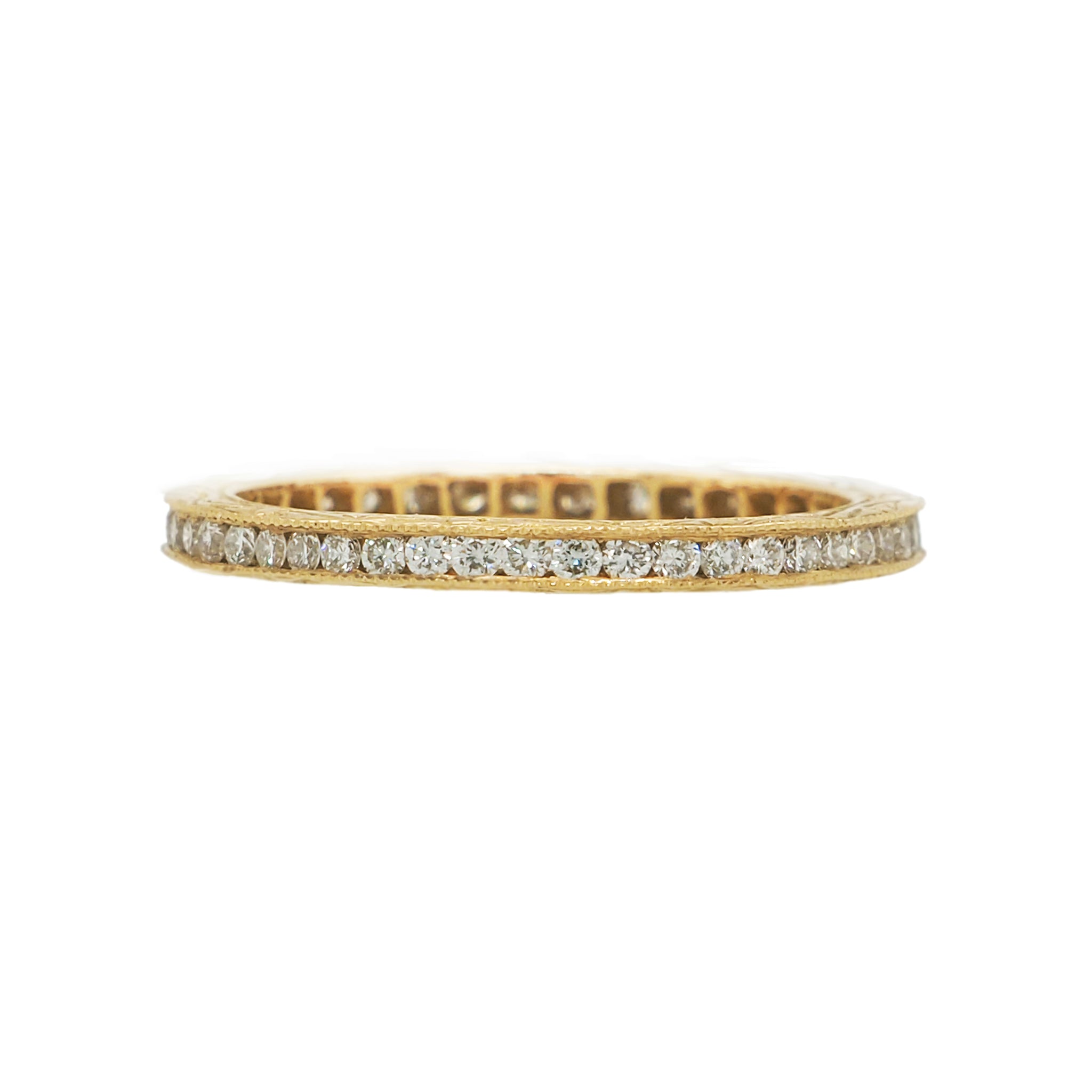18K Gold Channel White Diamond Stacking Ring | Sethi Couture