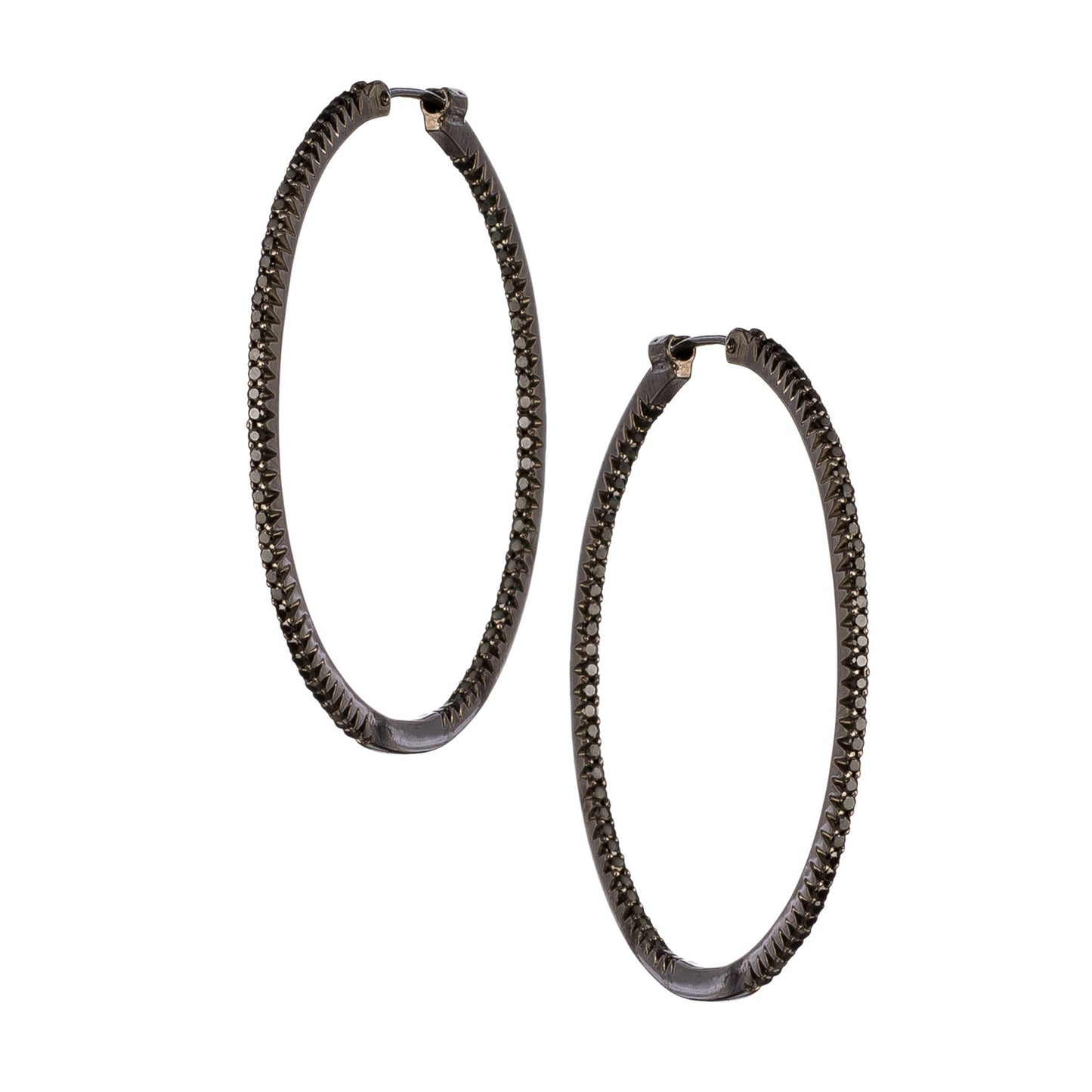 Simple Elegance Black Diamond Large Hoops