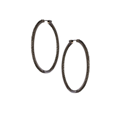 Simple Elegance Black Diamond Medium Hoops