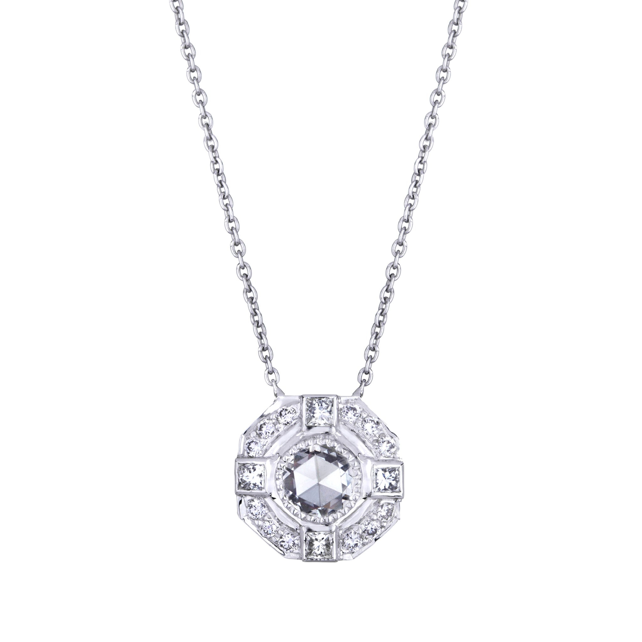 Moderne Rose Cut Diamond Necklace