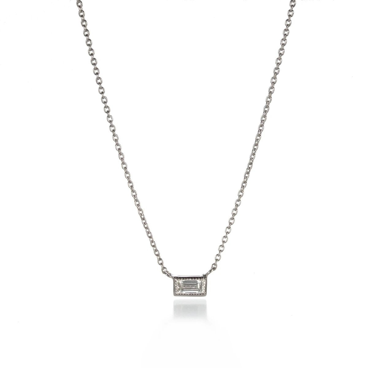 Silhouette Single Stone Baguette Diamond Necklace