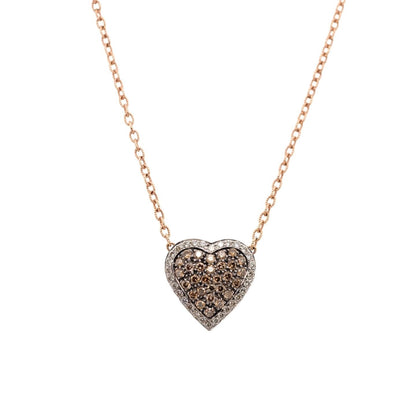 Heart Champagne and White Diamond Necklace
