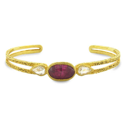 Organic Beauty Rose Cut Diamond and Ruby Cuff