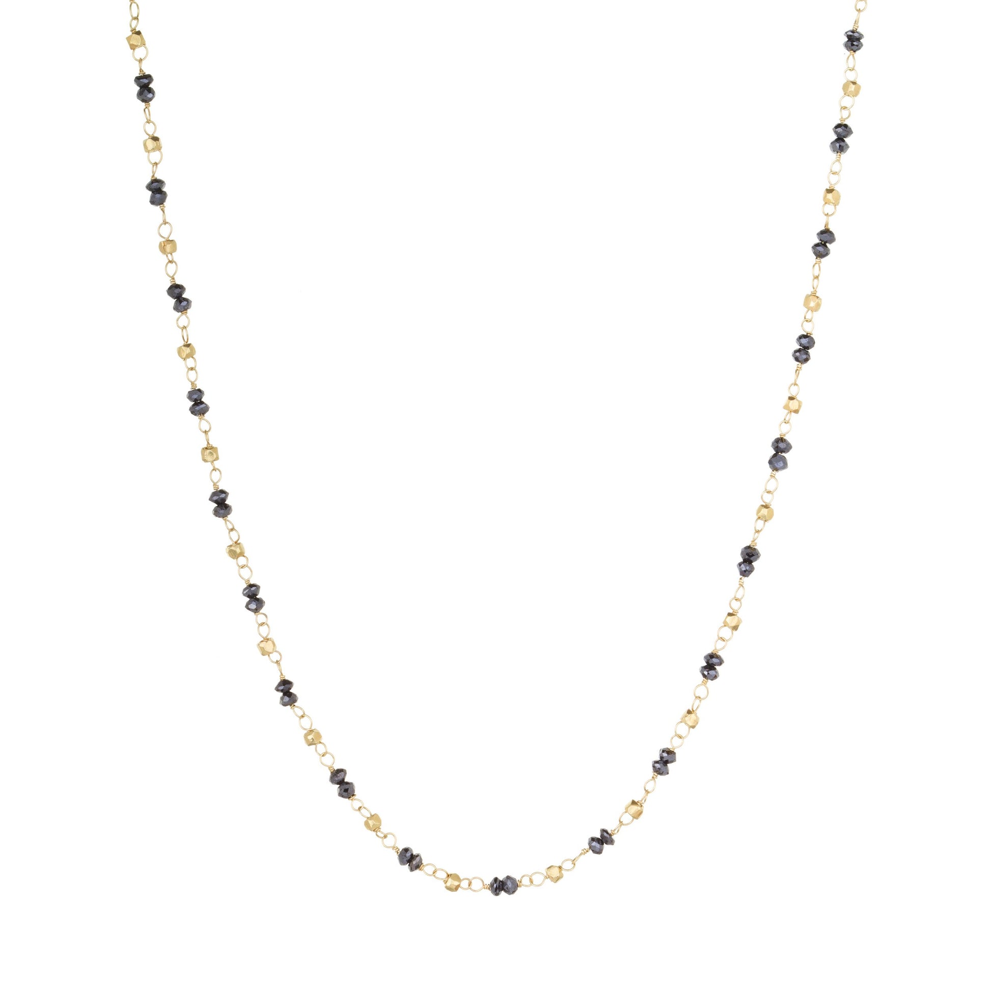 18K Gold Leila Black Diamond Chain with Gold Cubes | Sethi Couture