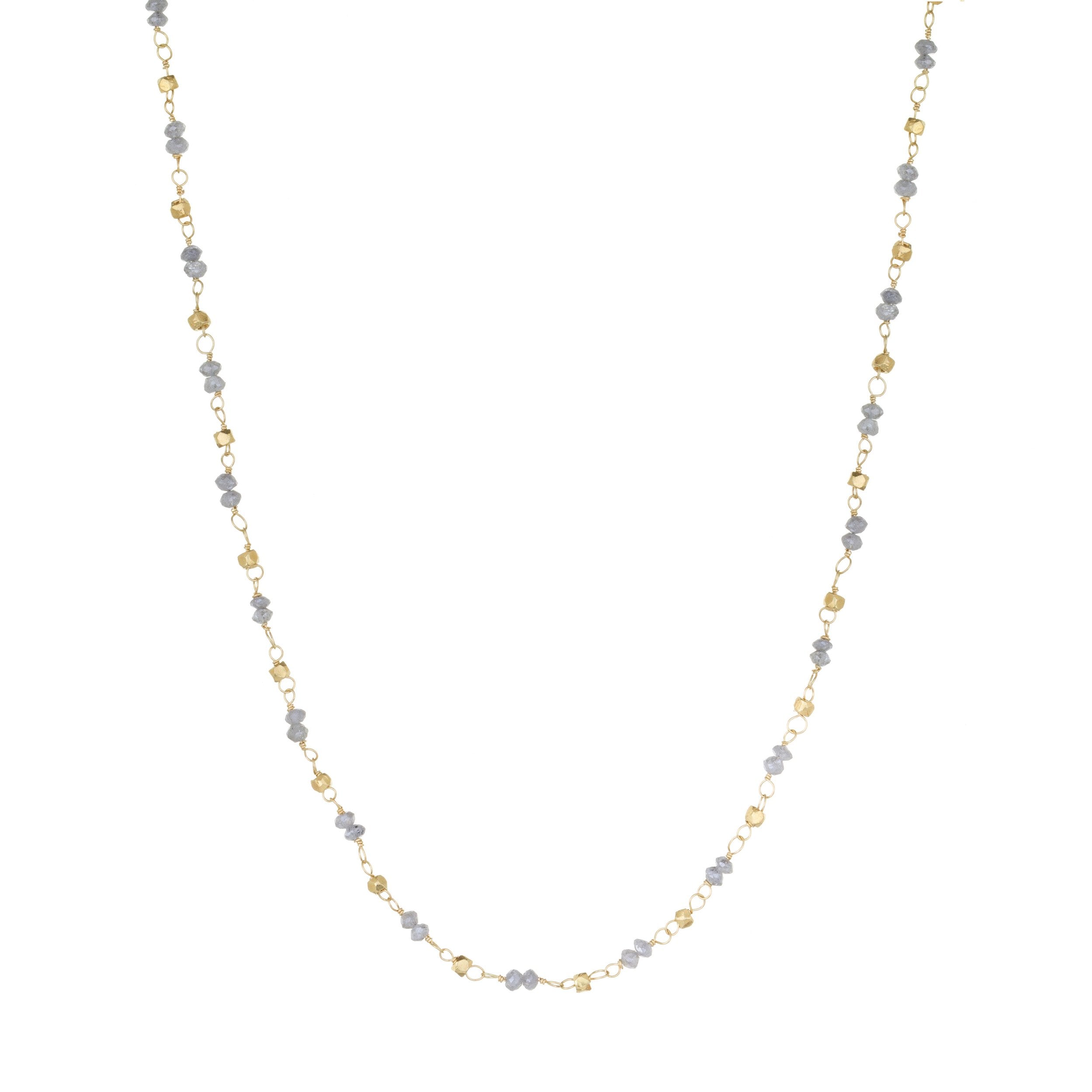 Leila Gray Diamond Chain with Gold Cubes
