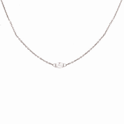 Cien Single Briolette White Diamond Necklace