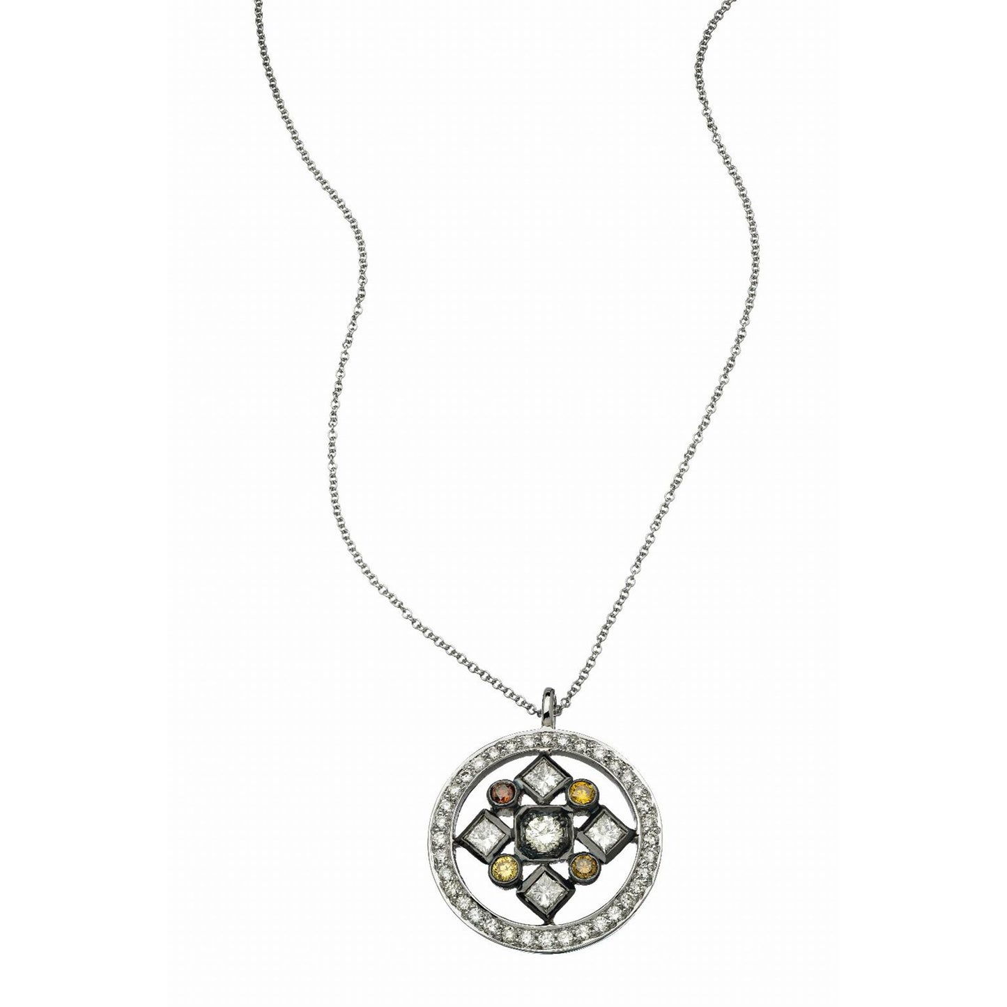 Art Deco Multi-Color Diamond Necklace