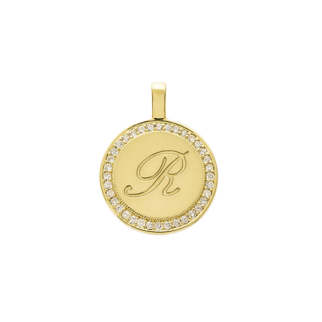 P.S. Large Yellow Gold Round Charm with Diamond