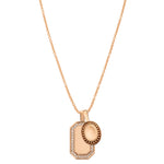 P.S. Large Rose Gold Tag with Diamonds and Oval Charm on Oval Link Chain