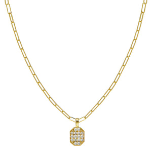 P.S. Small Yellow Gold Diamond Tag Necklace