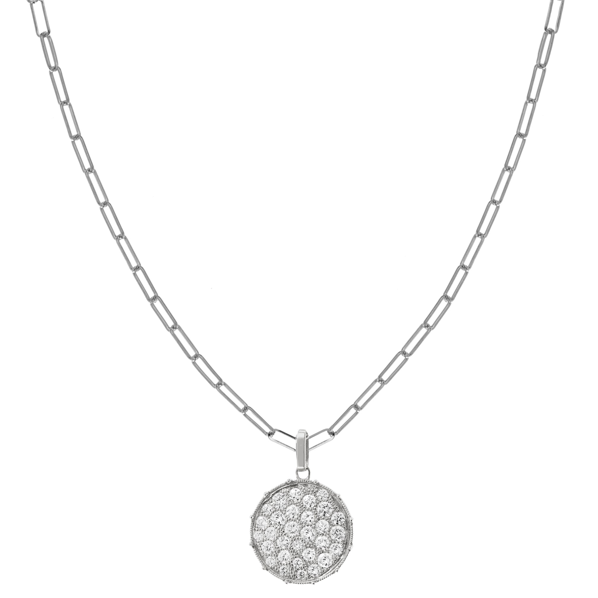 Confetti White Gold Diamond Disc Necklace