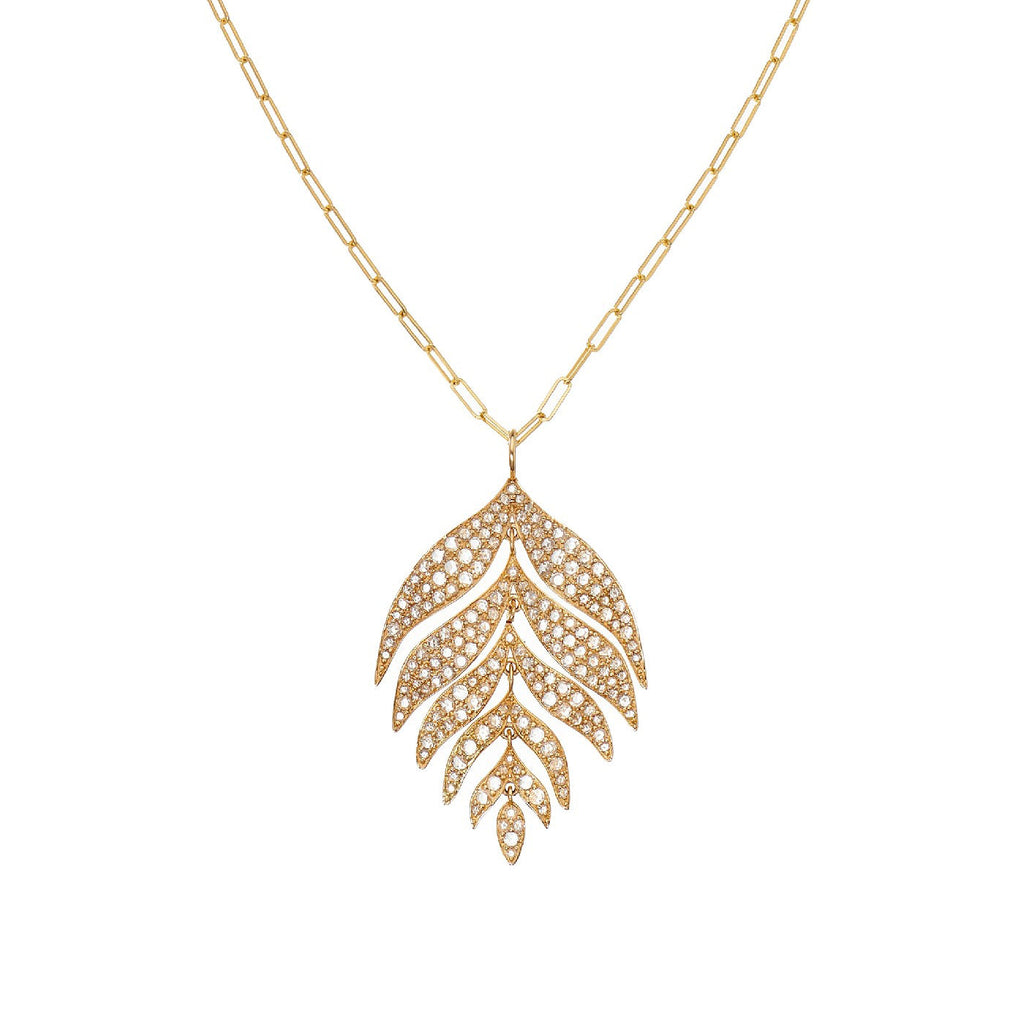 Feuille Large Rose-Cut White Diamond Necklace