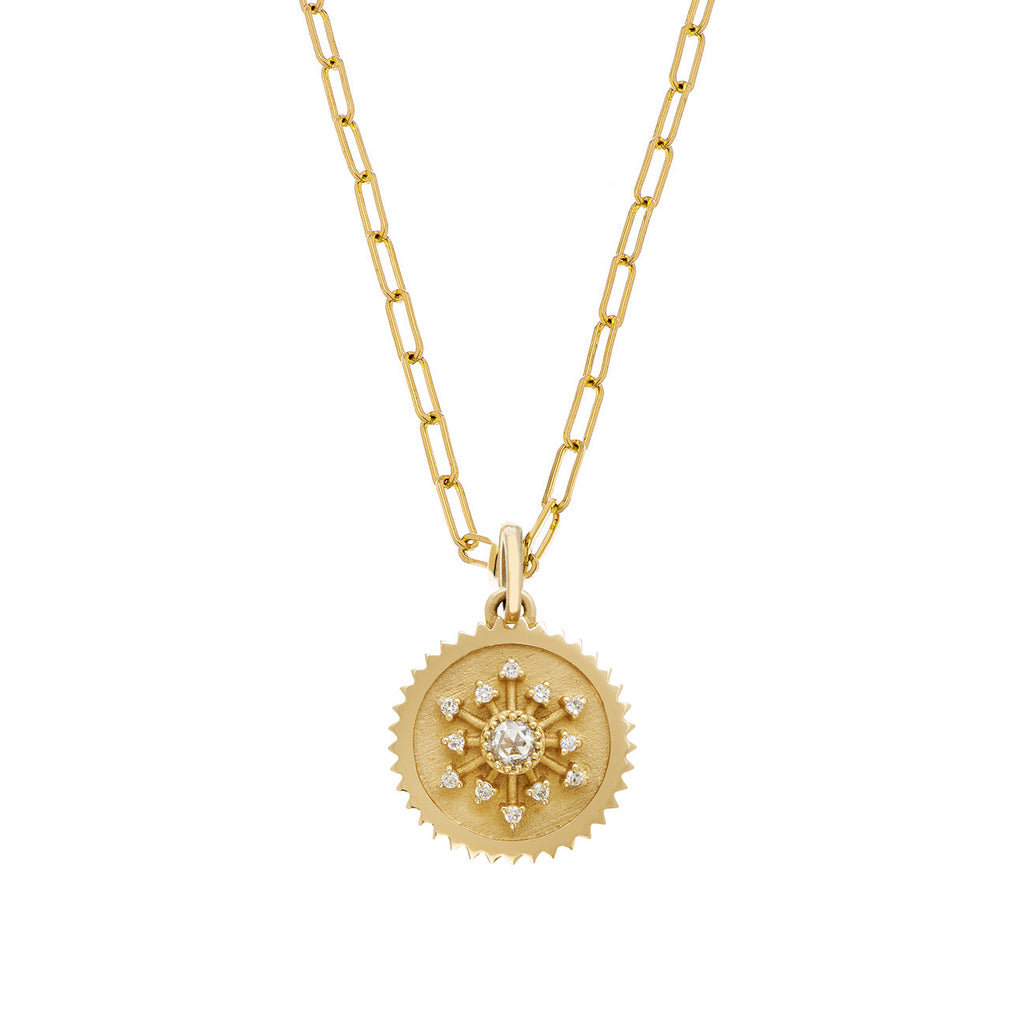 Leena Rose Cut Diamond Medallion Necklace