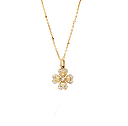 Clover Small White Diamond Charm