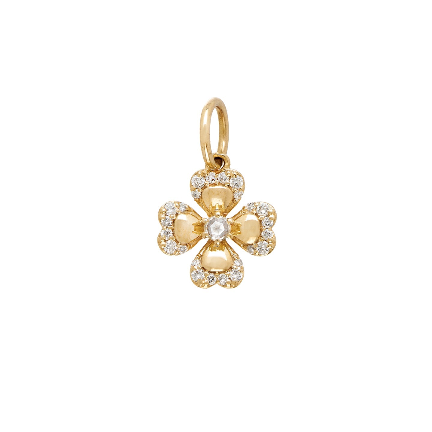 Clover Small White Diamond Charm