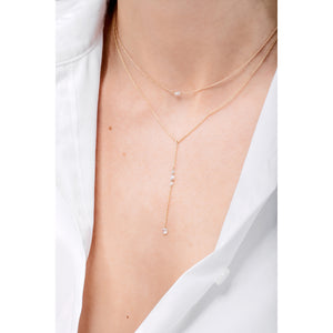 Cien 5 Stone Cluster White Diamond Linear Necklace